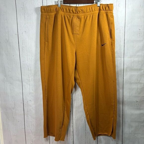 Nike Womens High Rise Standard Fit Sweatpants 3X Mustard Full Length Lounge - Picture 1 of 16